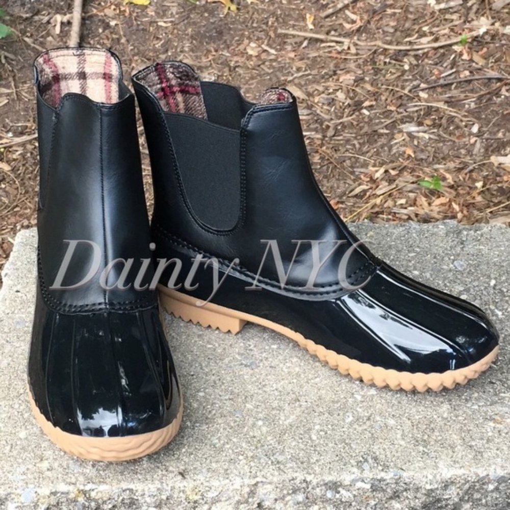Duck Boots Slip On Glossy Black Matte Black - Picture 6 of 8